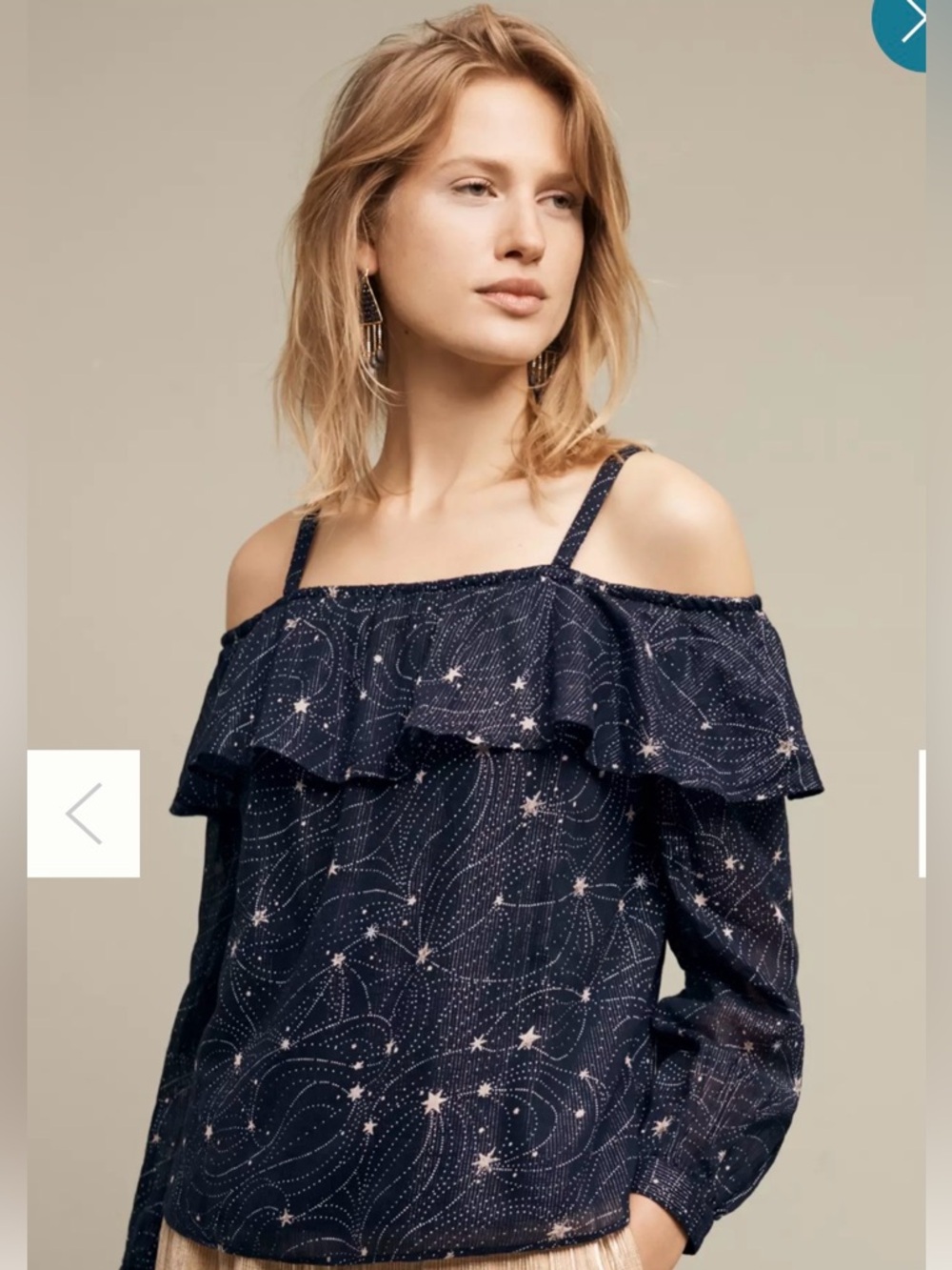 Anthropologie Floreat Starlit Off-The-Shoulder Top Oversized XXSP